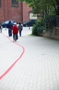 Die rote Linie in der Neustadt, Foto: Katharina Hoffmann